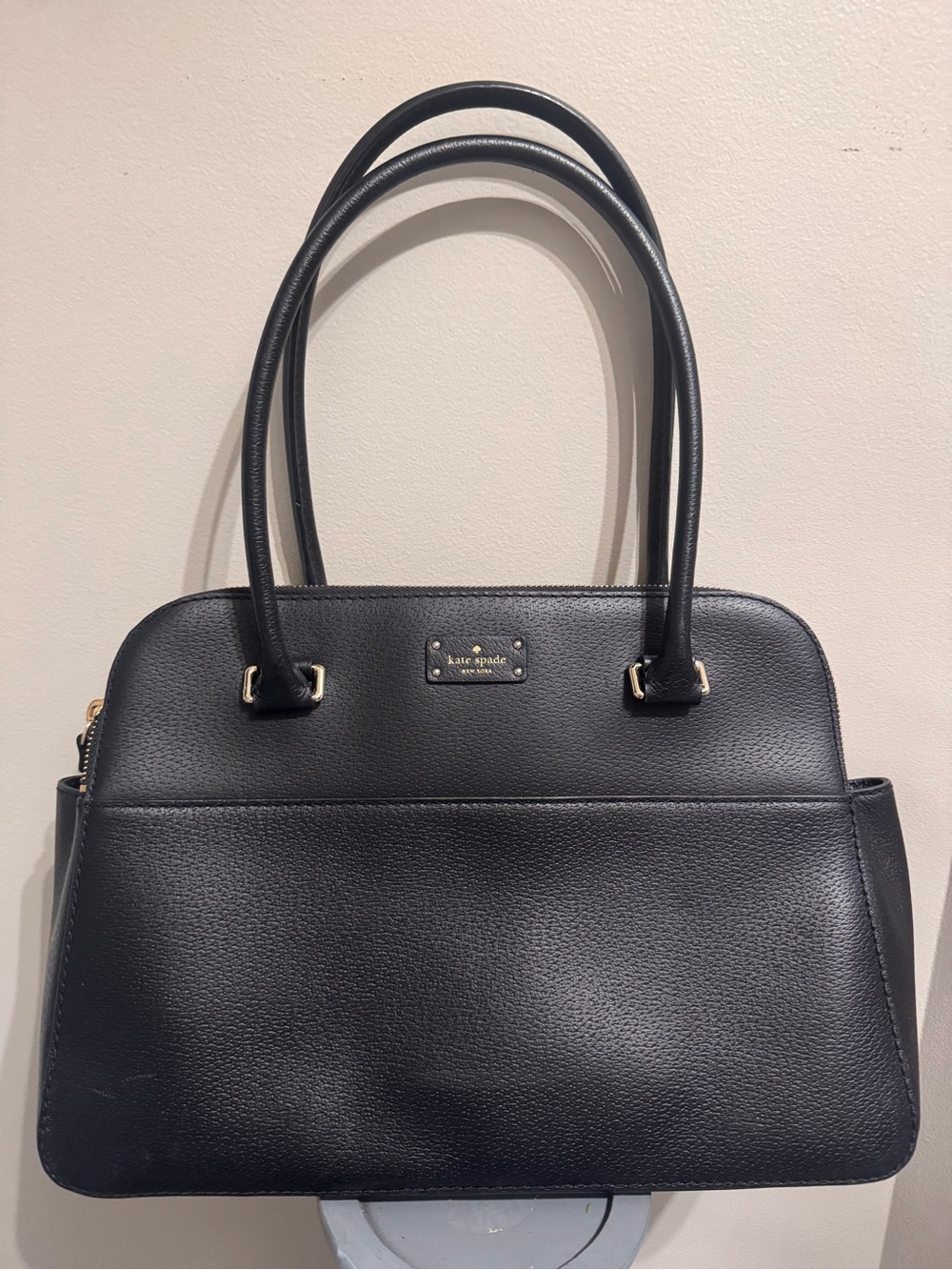 kate spade Black Pebbled Leather Dome Satchel